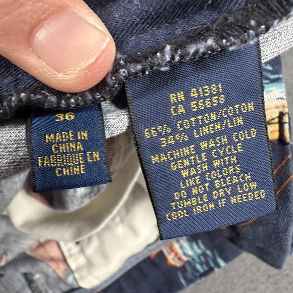 Polo Ralph Lauren Shorts Mens 36 Blue Nautical Sailboat Linen Blend 6" Classic - Picture 5 of 13